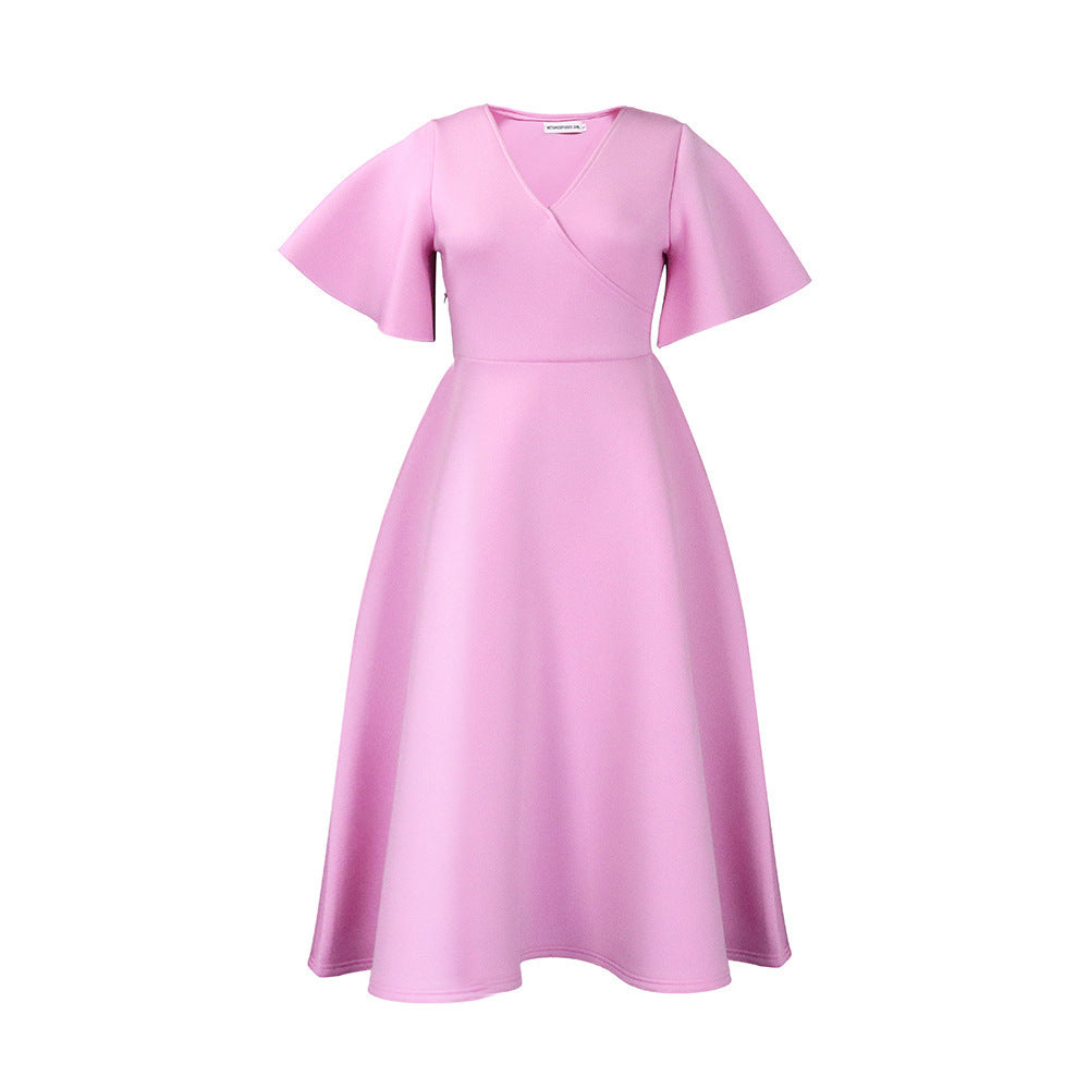 Women's Bell Sleeve V-neck A- Line Dress