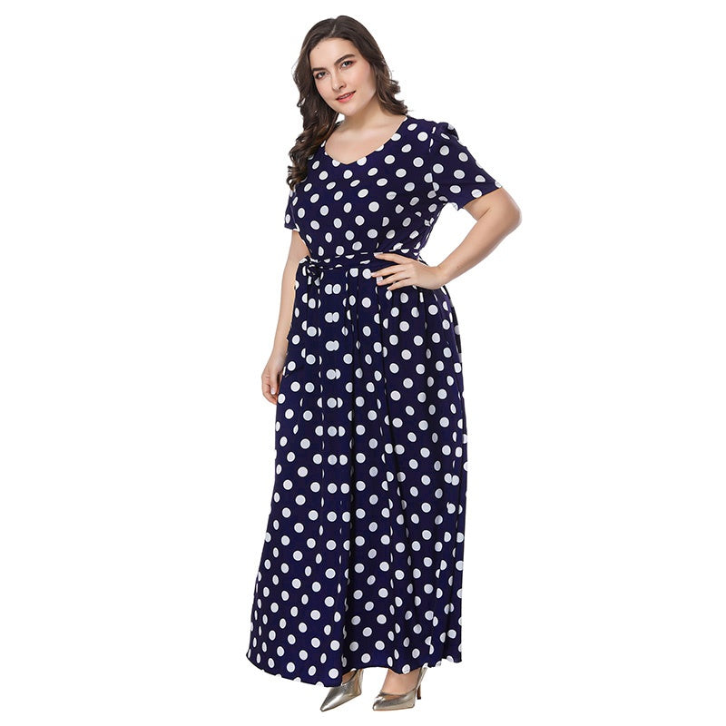 Plus size women's polka dot dress