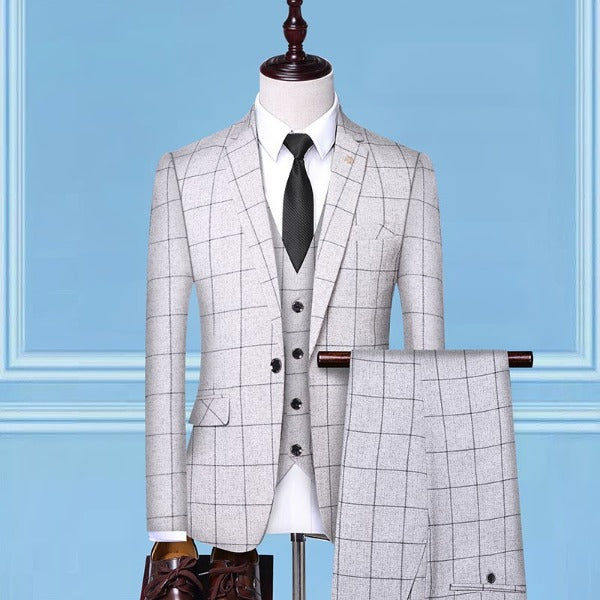 Men's Suits, Checkered Suits, Three-Piece Suits, Work Suits, Professional Suits, Men's Clothing Trends