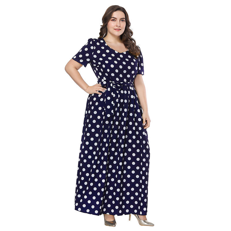 Plus size women's polka dot dress