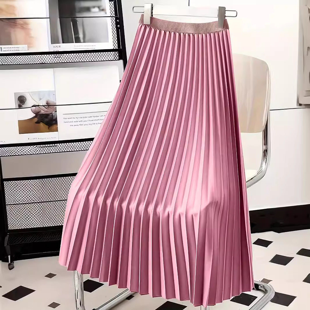 Women's Modest Solid Color Pleated Church Skirt