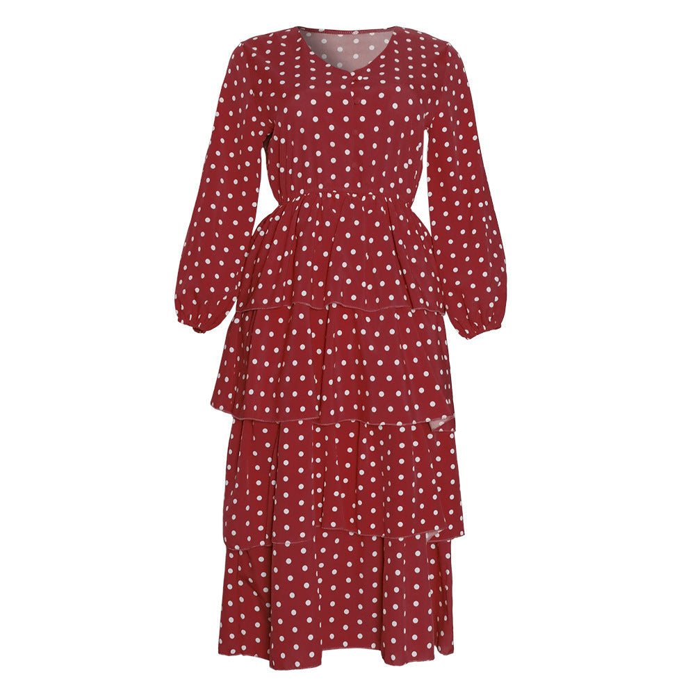 V-neck Ruffled Waist Modest Christian Dress
