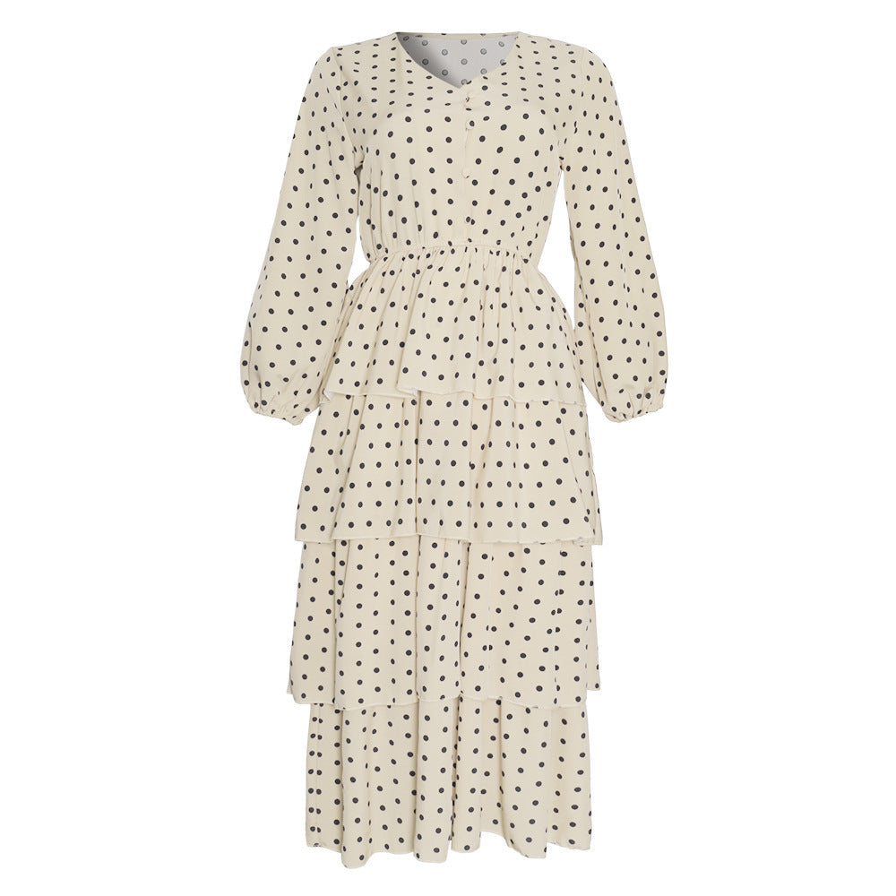 V-neck Ruffled Waist Modest Christian Dress