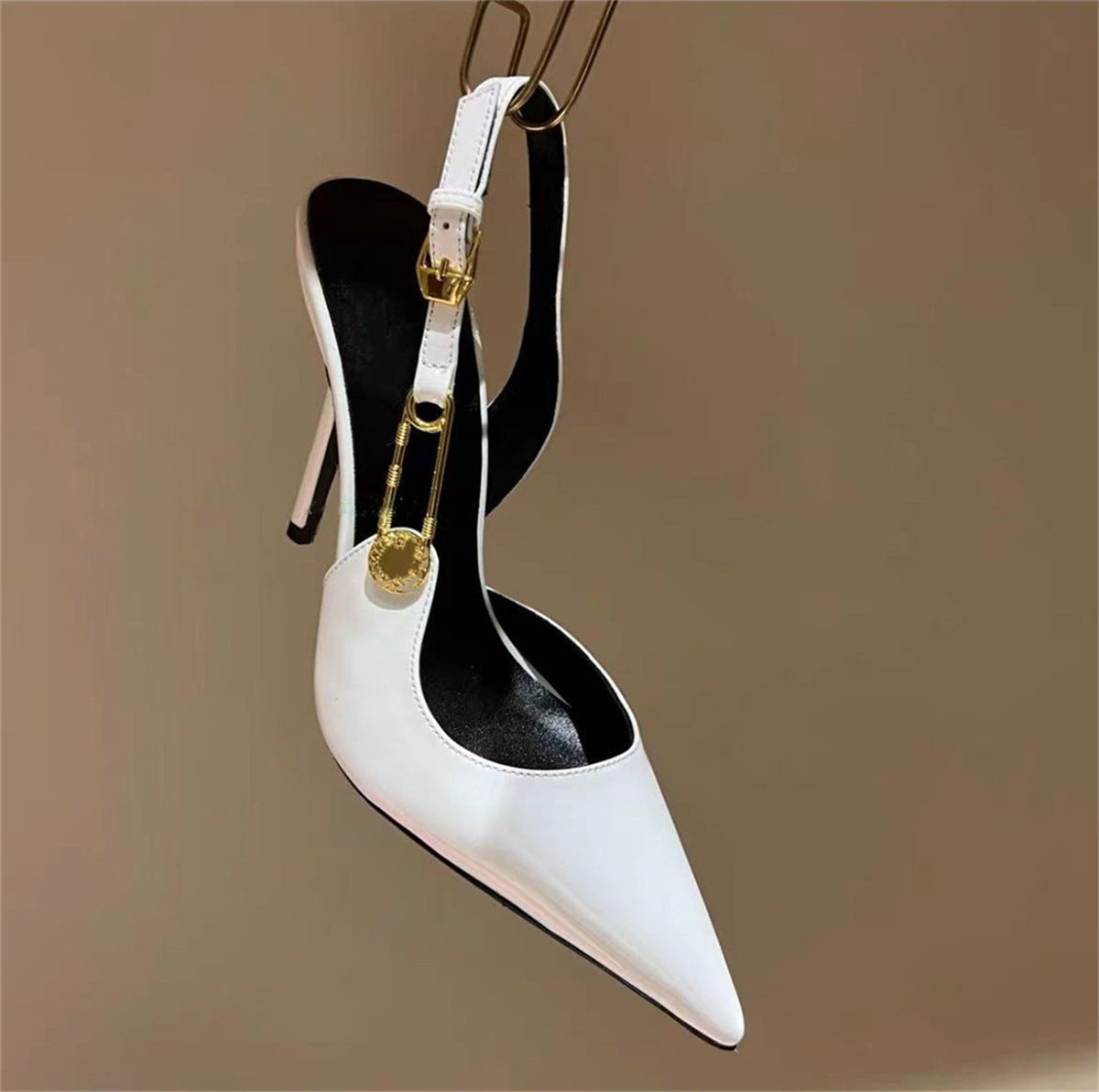 Women's Rhinestone Pointed Toe Strap High Heels