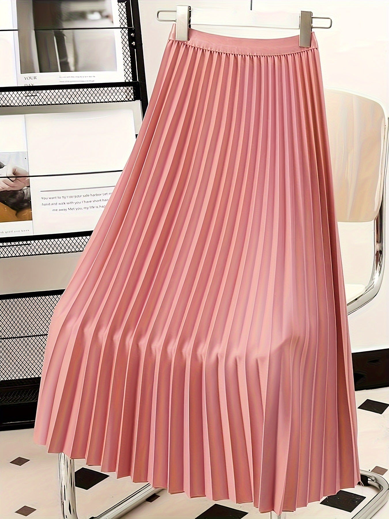 Women's Modest Solid Color Pleated Church Skirt