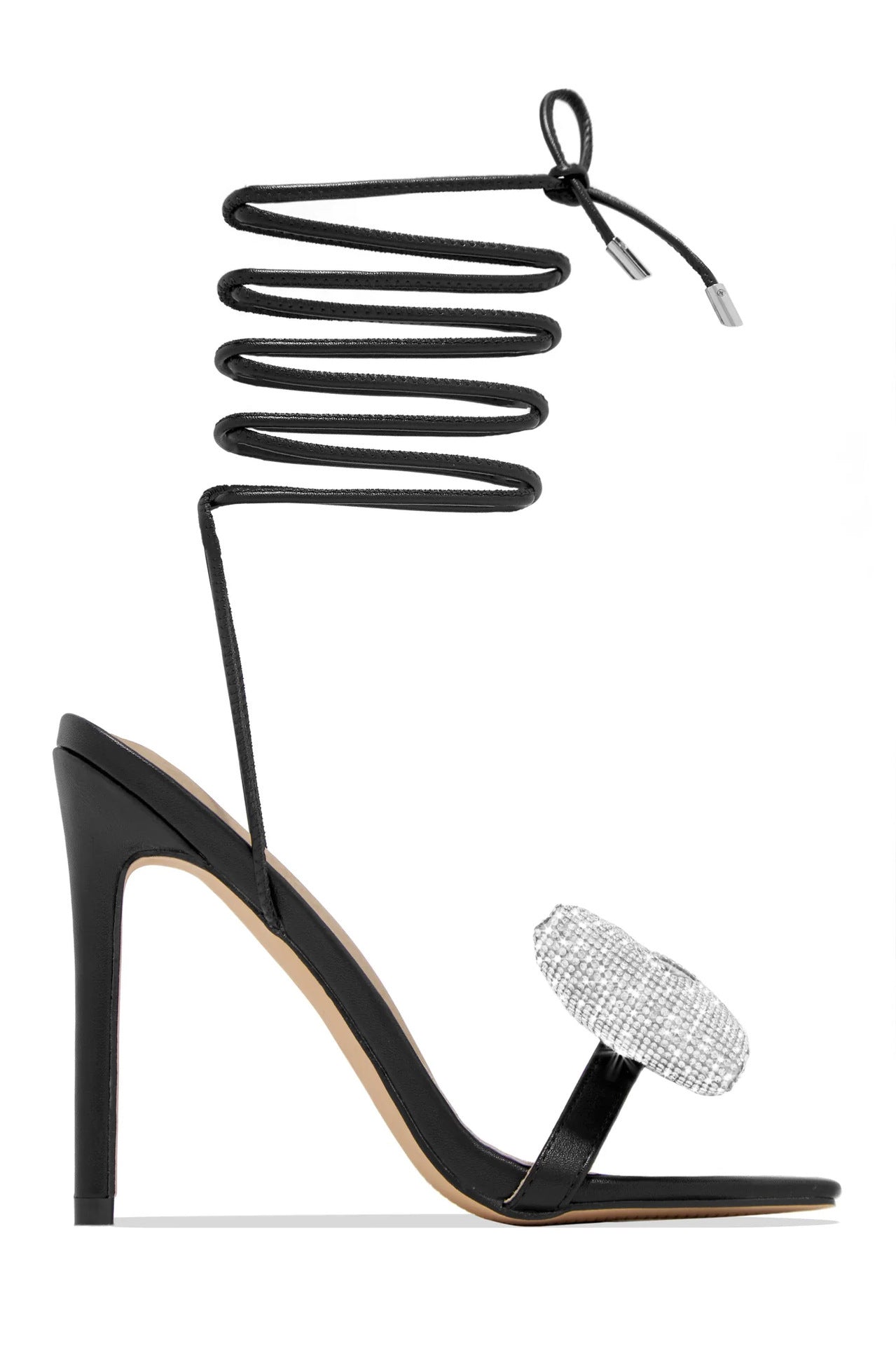 Rhinestone Bow, Cross Strap High Heel Sandals