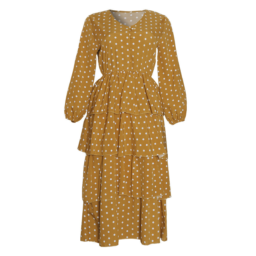 V-neck Ruffled Waist Modest Christian Dress