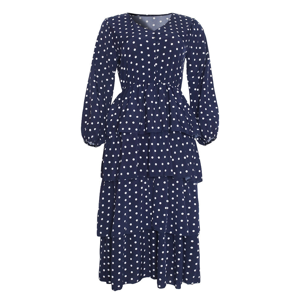V-neck Ruffled Waist Modest Christian Dress
