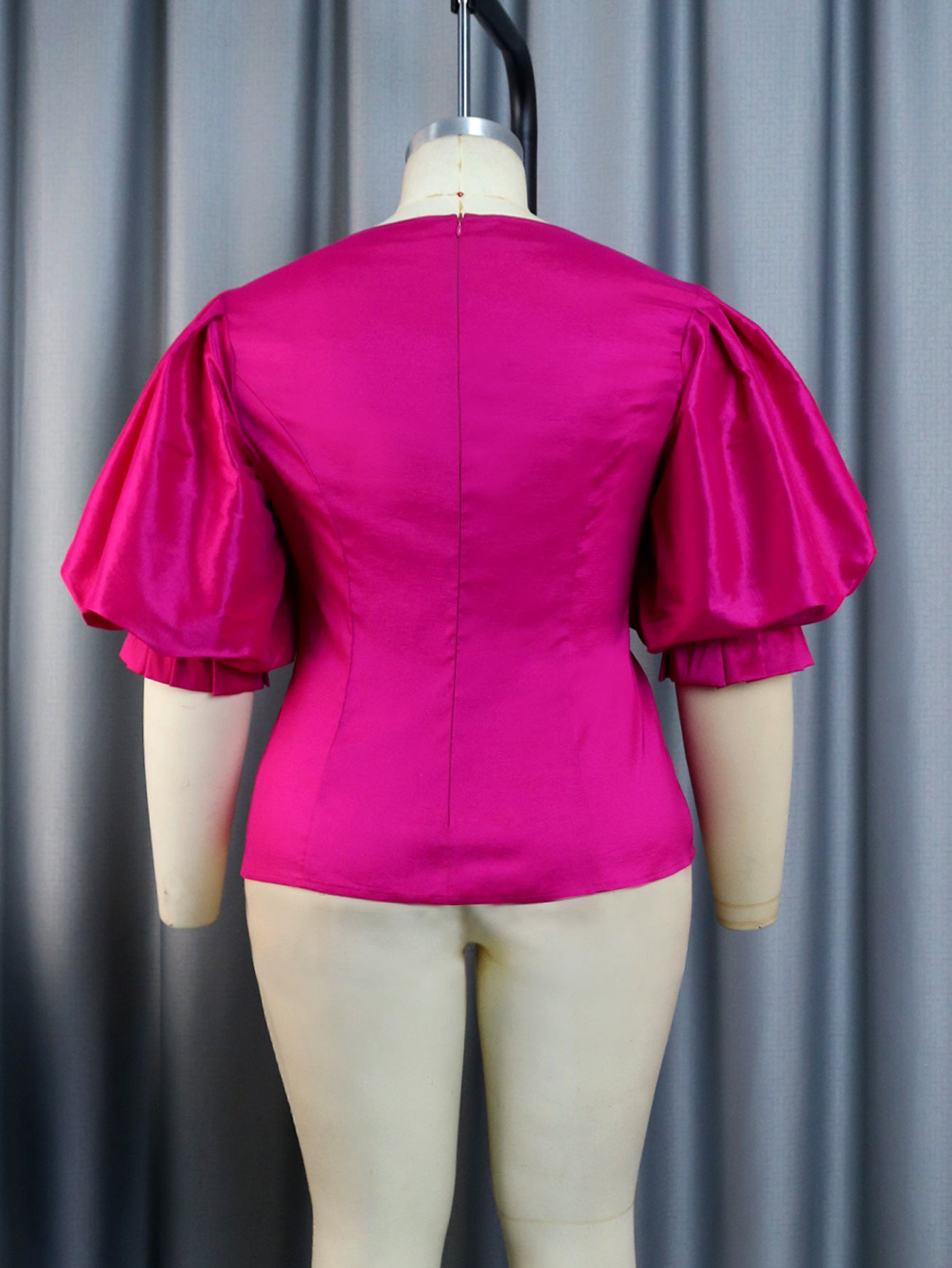 Graceful Satin Lantern Sleeve Top