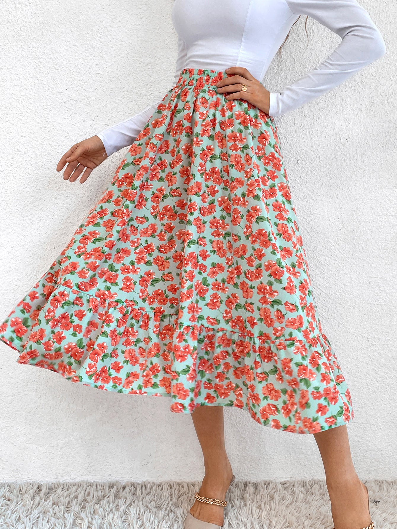 Women's Modest Print Simple Skirt