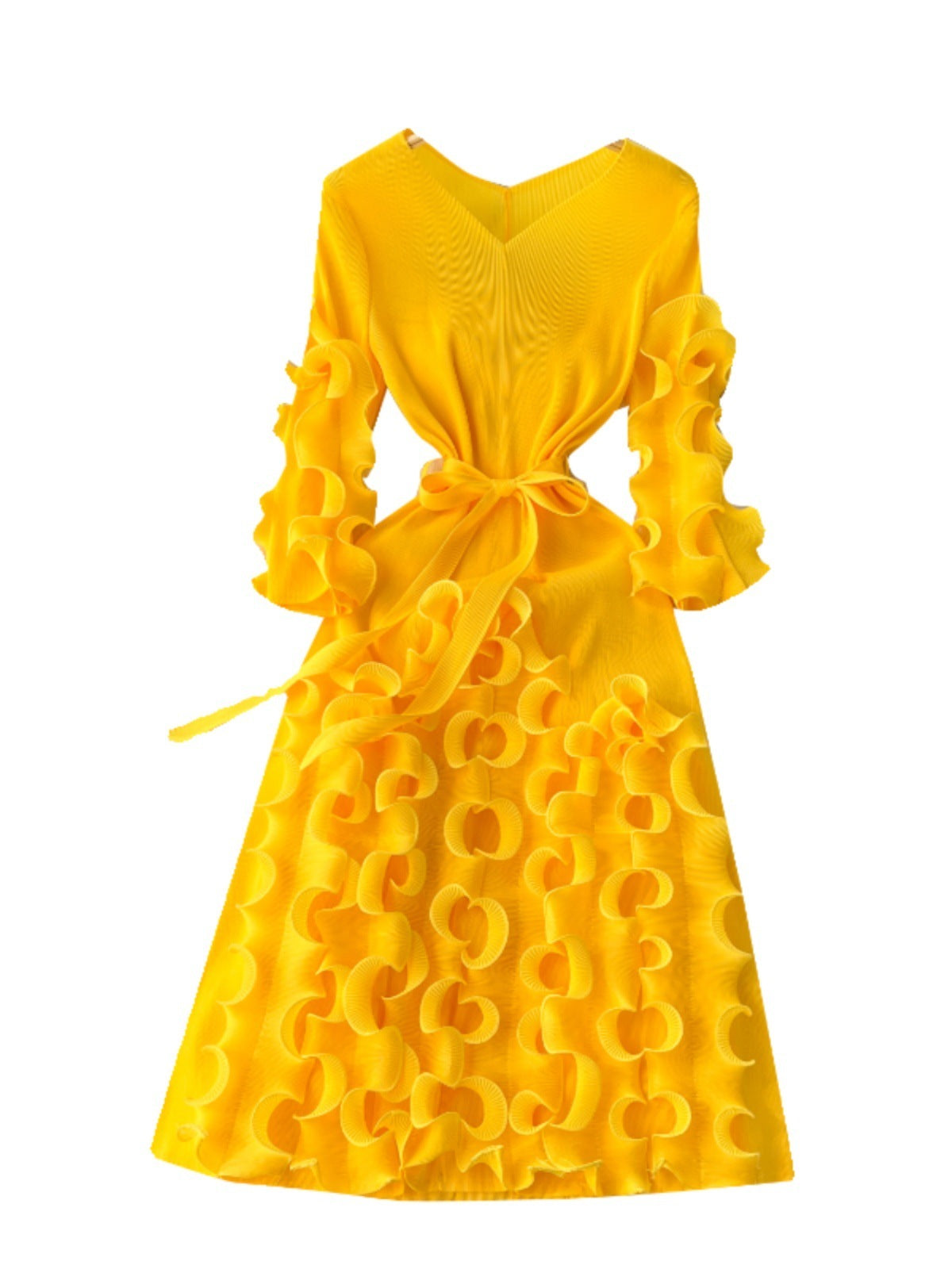 Graceful Ruffled Design Dress Perfect for Church and Formal Events
