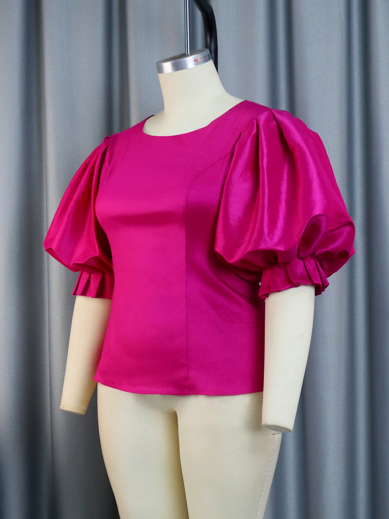 Graceful Satin Lantern Sleeve Top