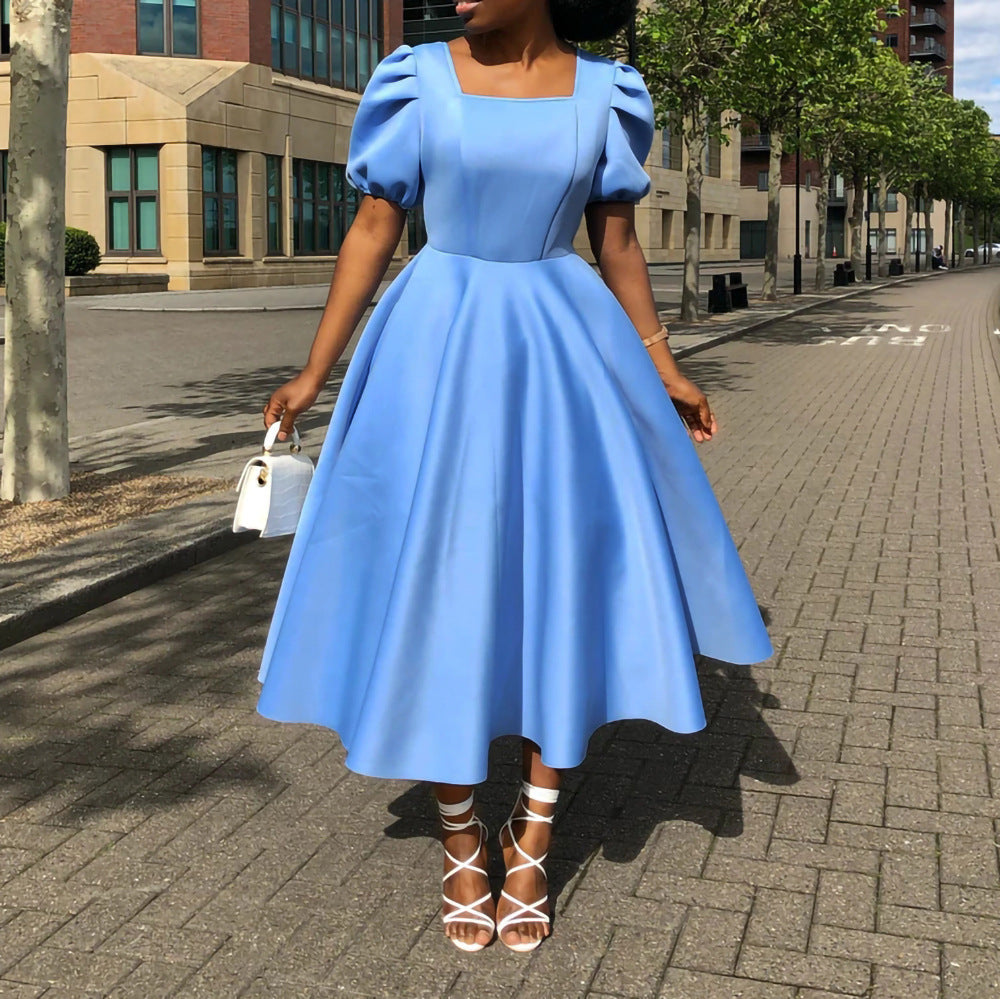 Women Solid Color Fashion Dress