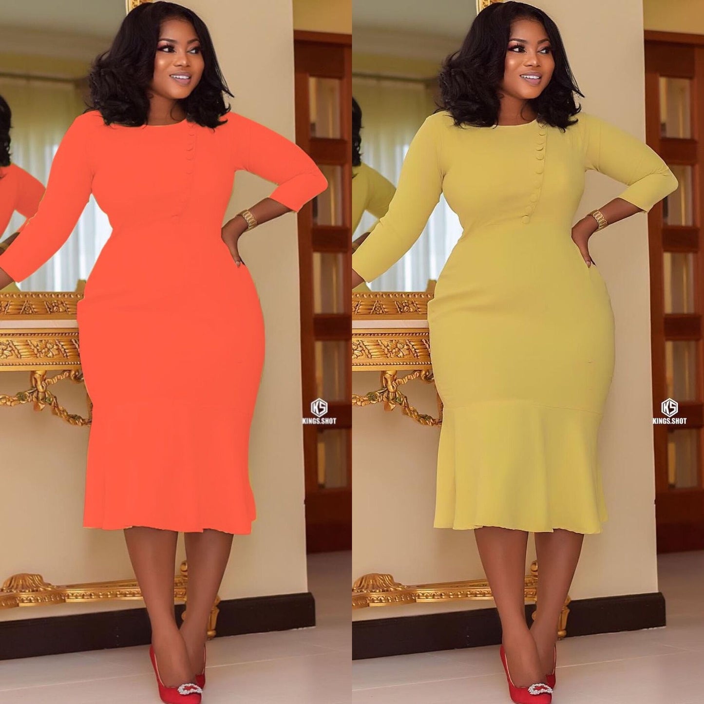 Modest Elegant Flared Hem Dress for Church