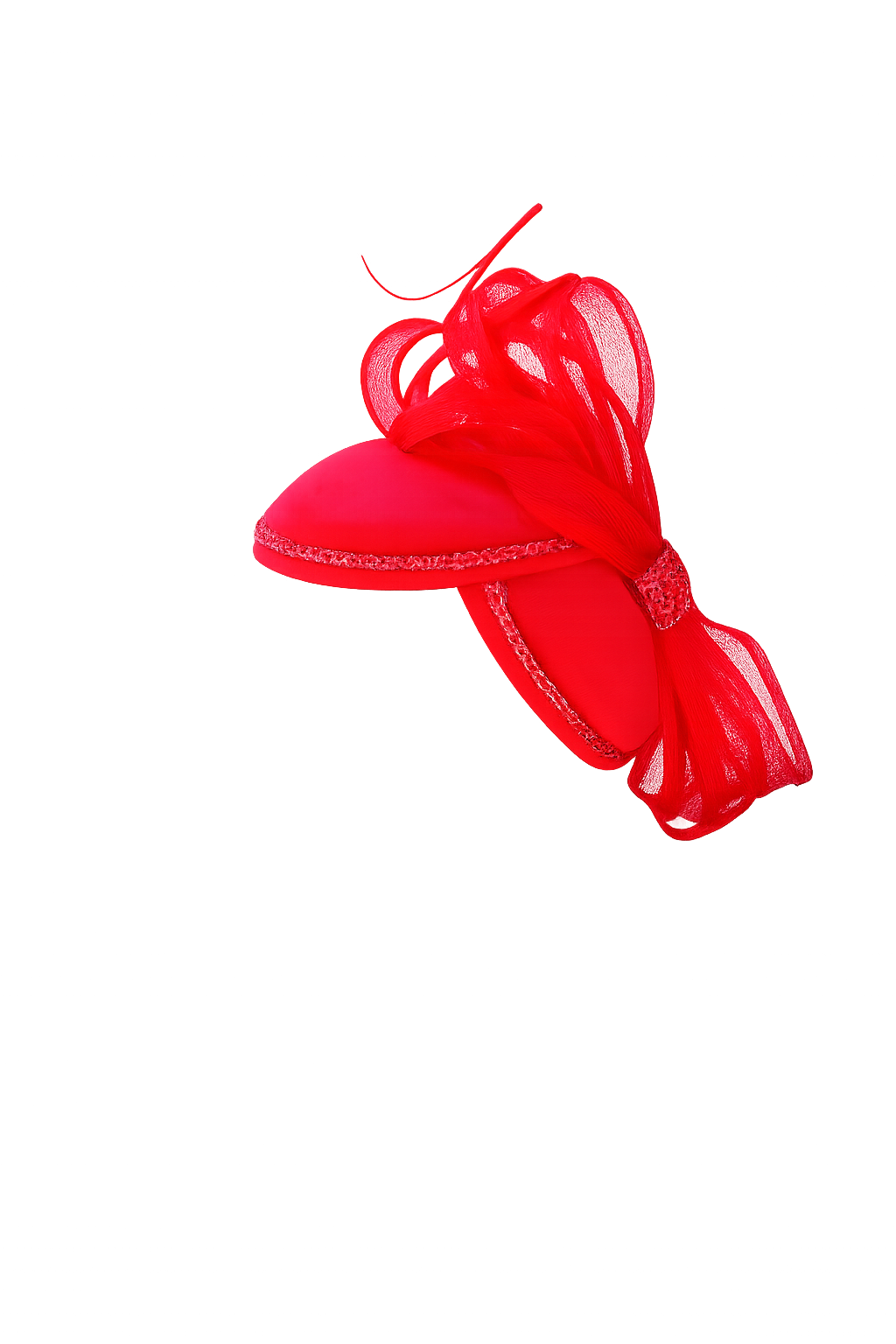 Red decorative bow on a white background