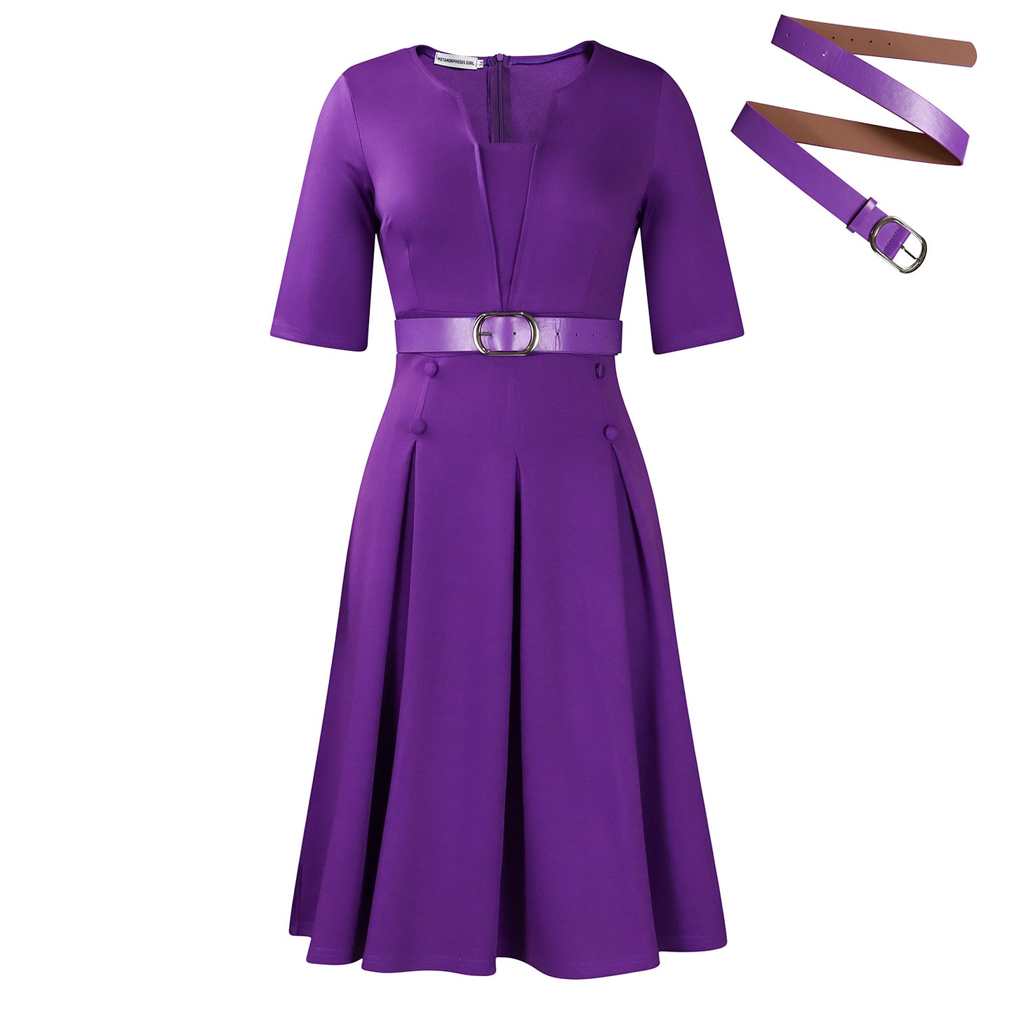 Women's Elegant Solid Color Box Pleat Dress