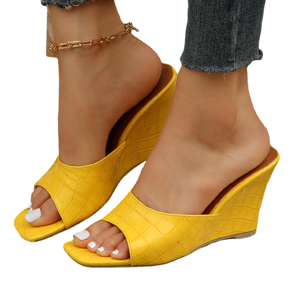 Women's Wedge Heel Textured Sandals
