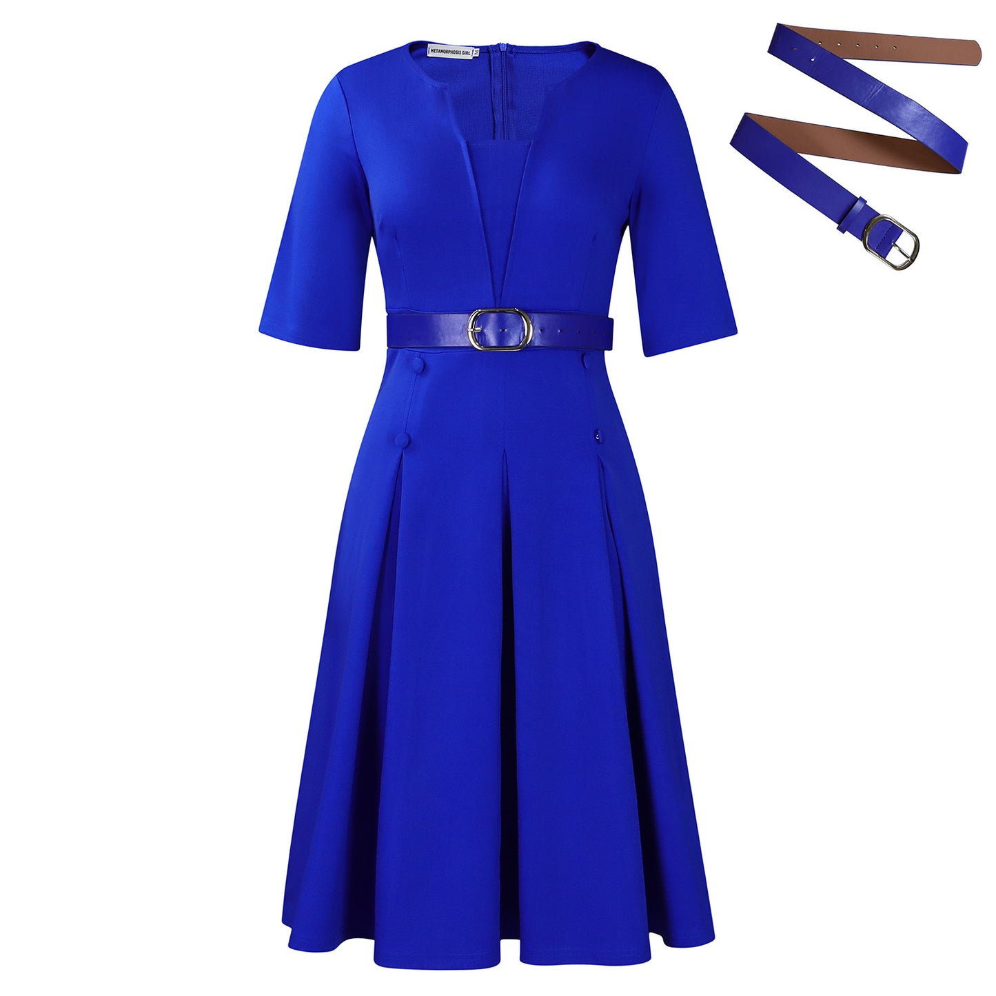 Women's Elegant Solid Color Box Pleat Dress