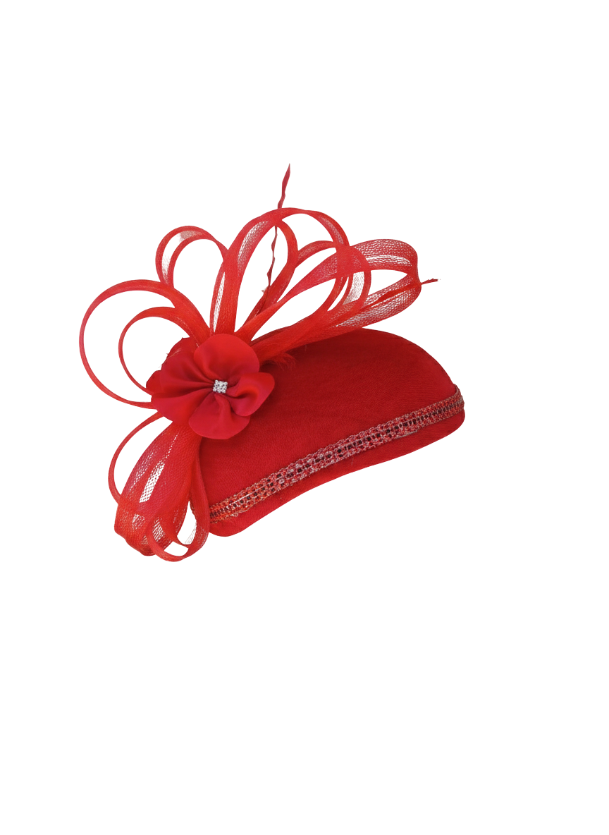 Elegant Red Church Fascinator Hat