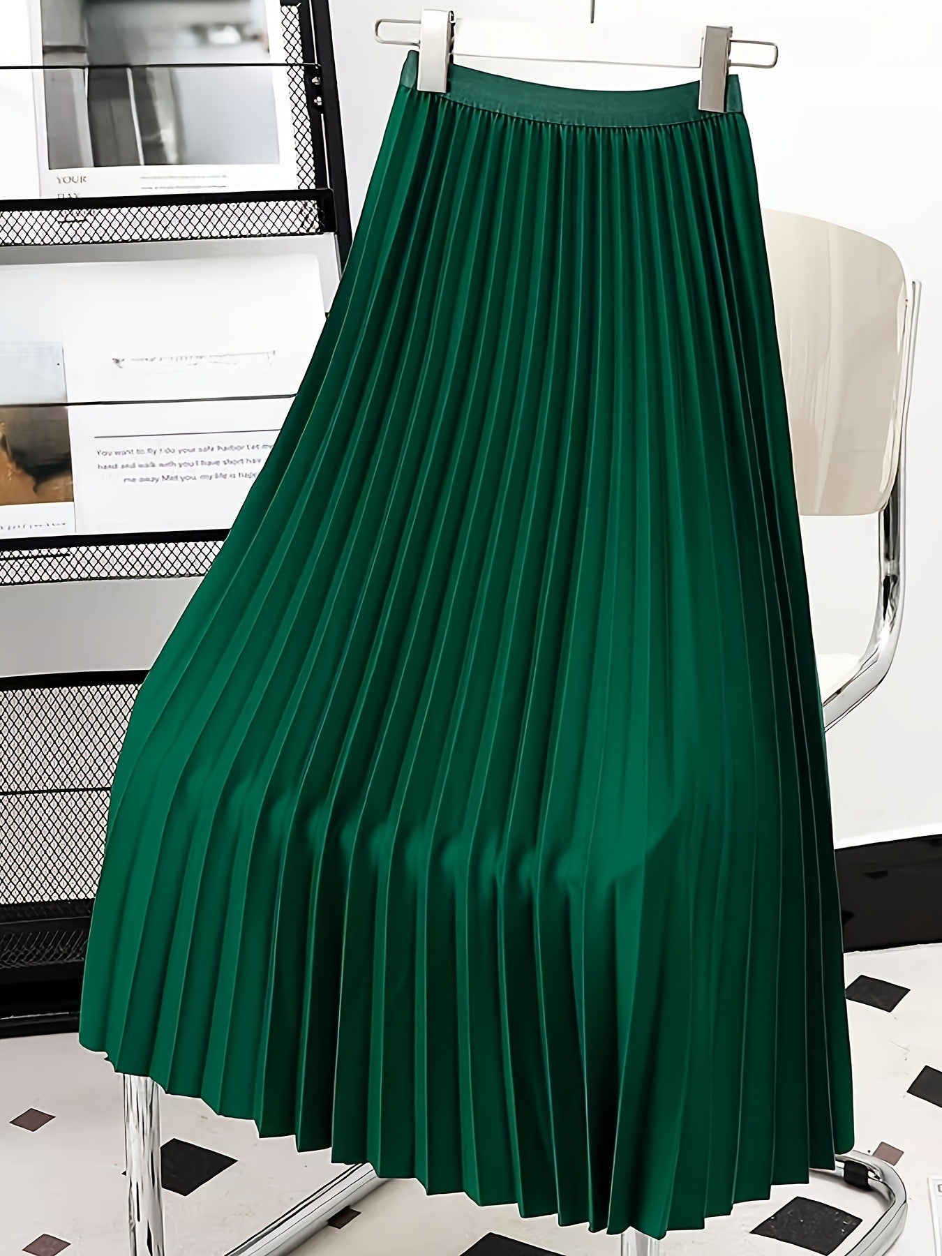 Women's Modest Solid Color Pleated Church Skirt