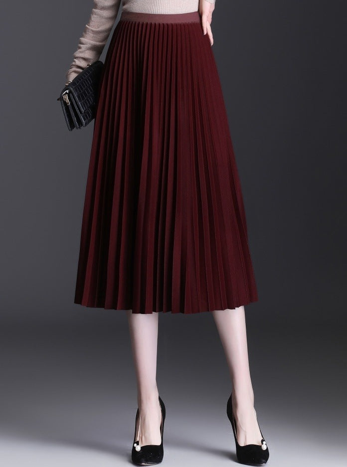 Women's Modest Solid Color Pleated Church Skirt