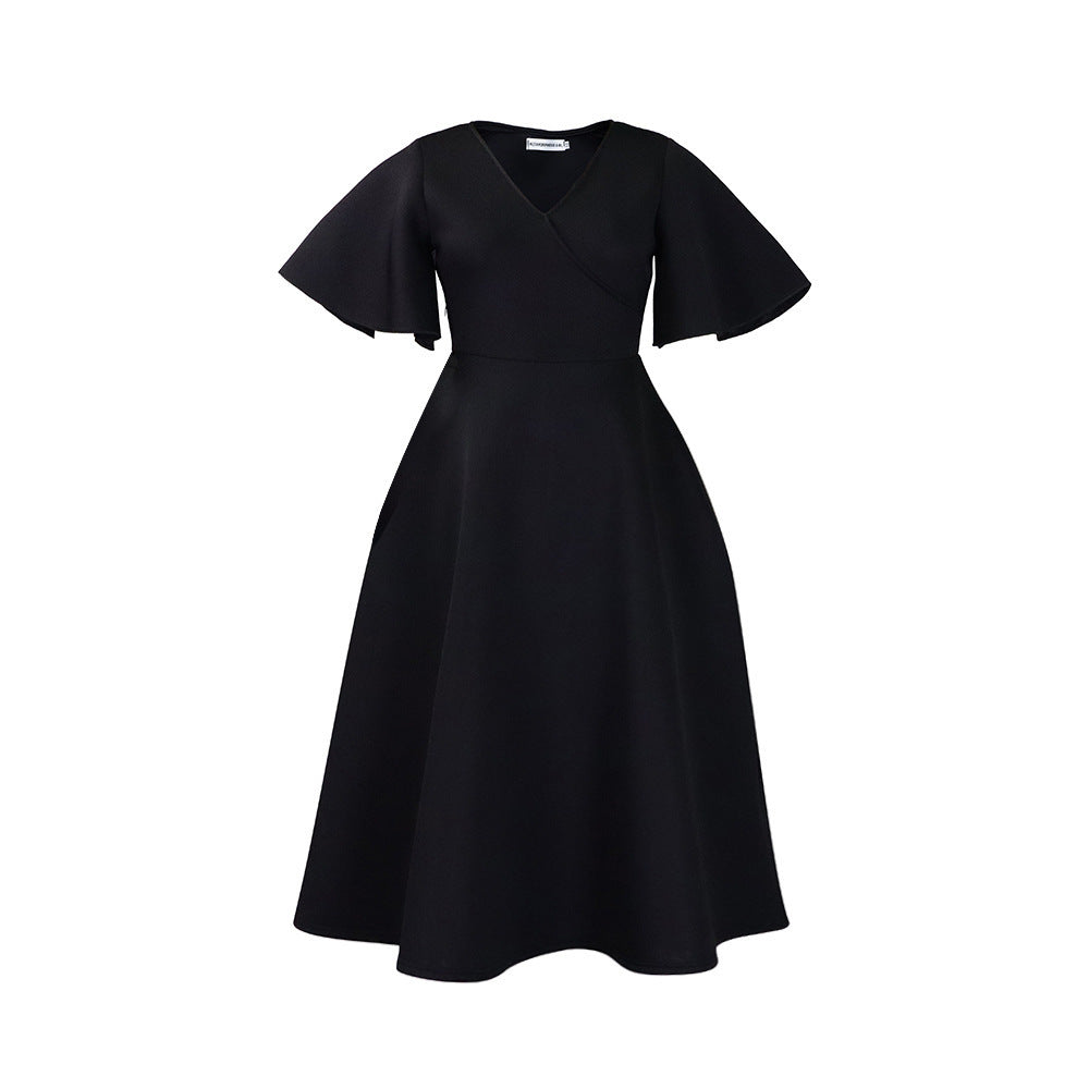 Women's Bell Sleeve V-neck A- Line Dress