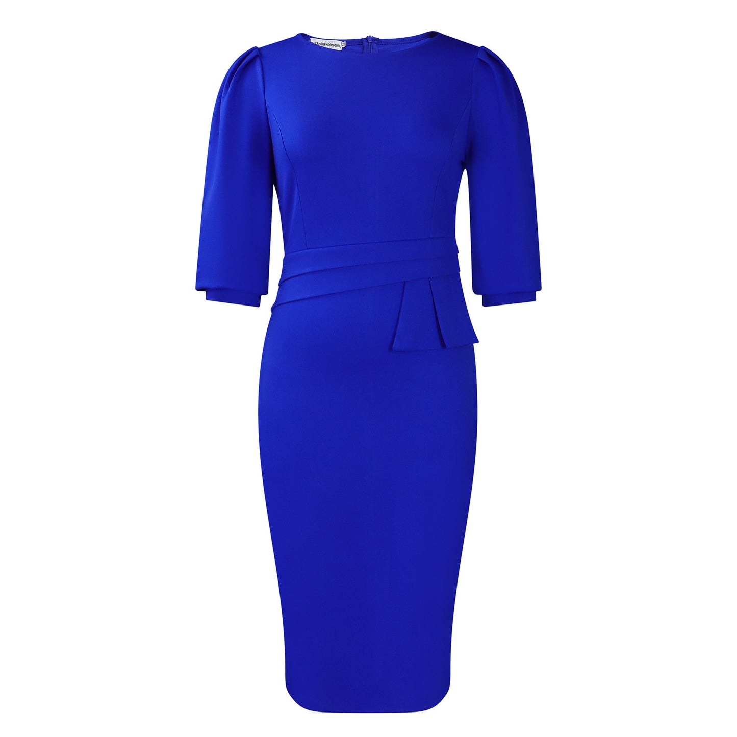 Round Neck Pleated Graceful Pencil Skirt Church Dress