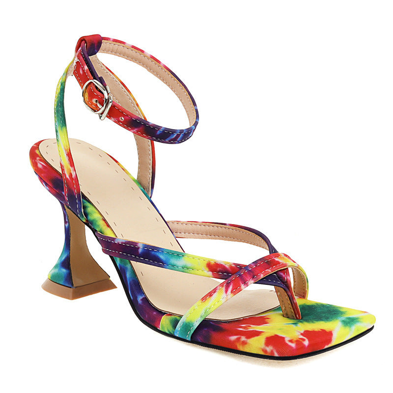 Mid Heel Square Toe Sandals
