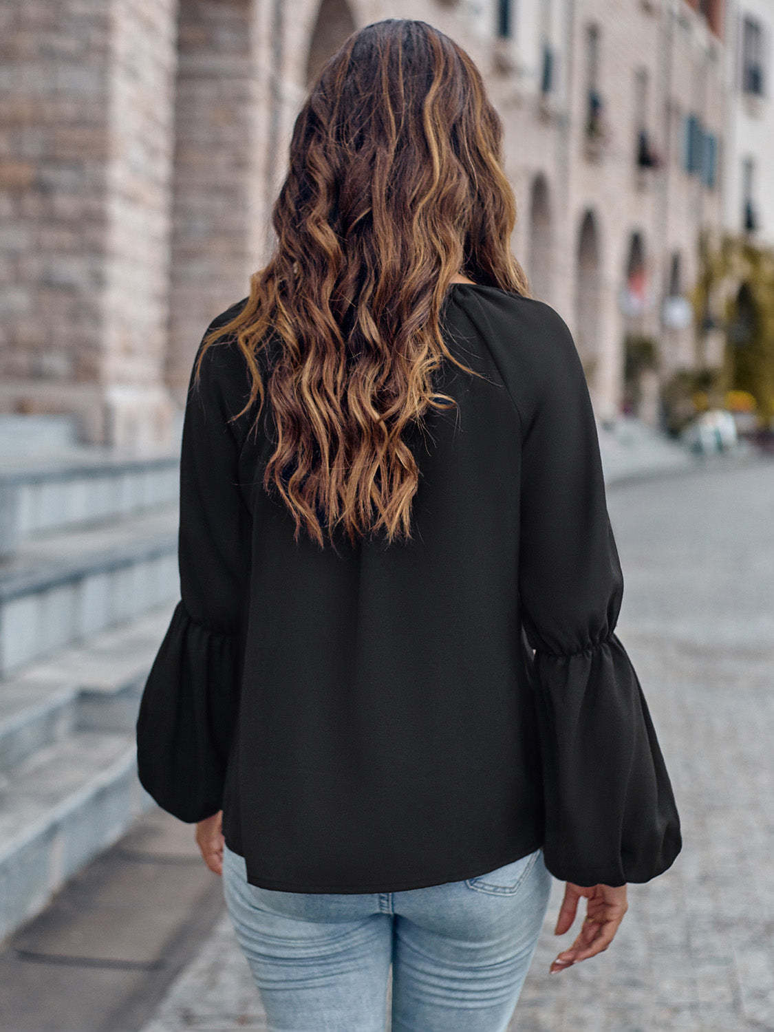 Solid Color V-neck Loose Women's Top