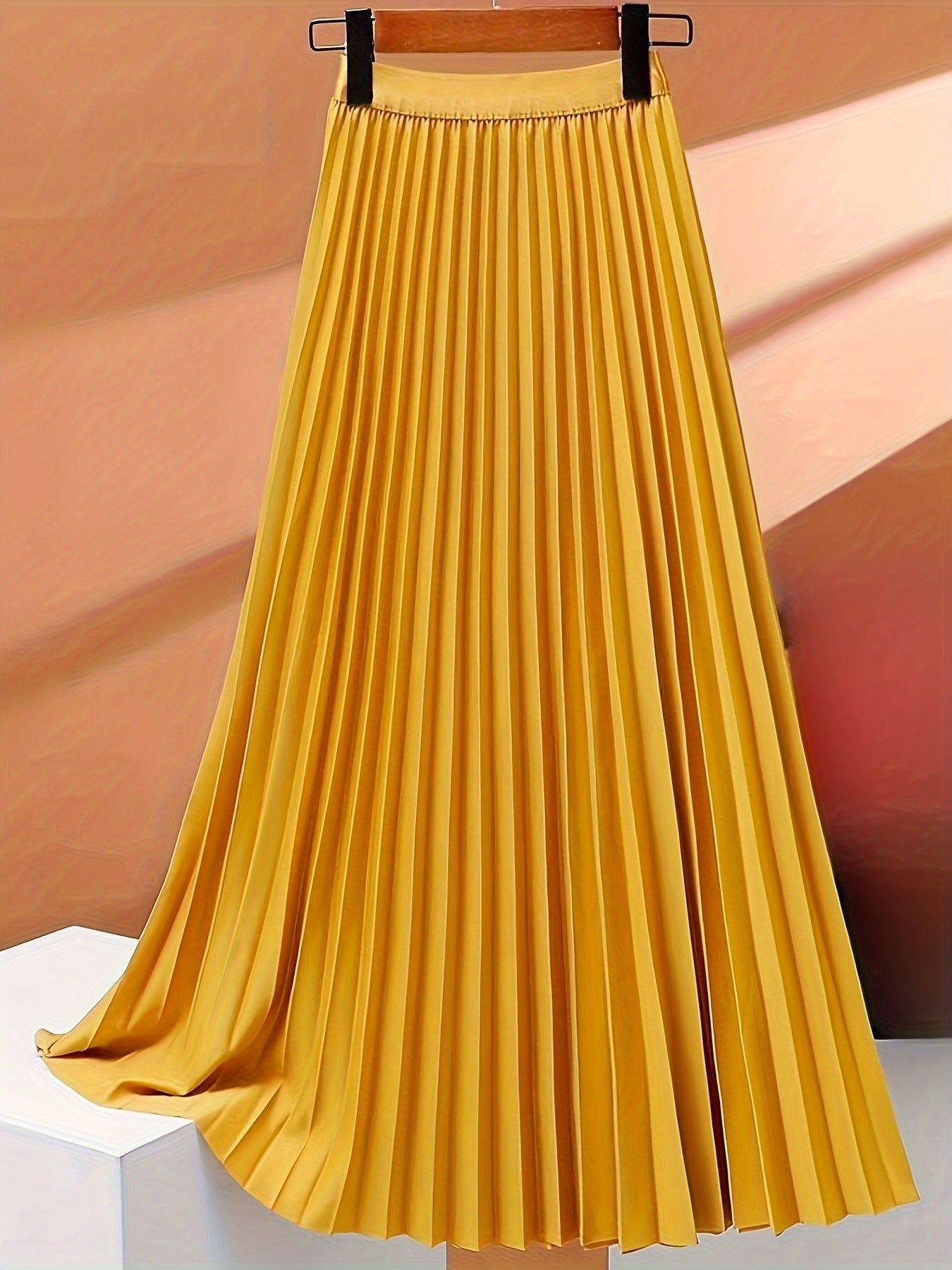 Women's Modest Solid Color Pleated Church Skirt