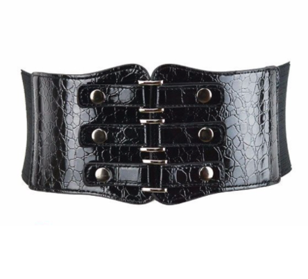 Black Women's Ultra-wide Waistband Rivet Elastic Waist