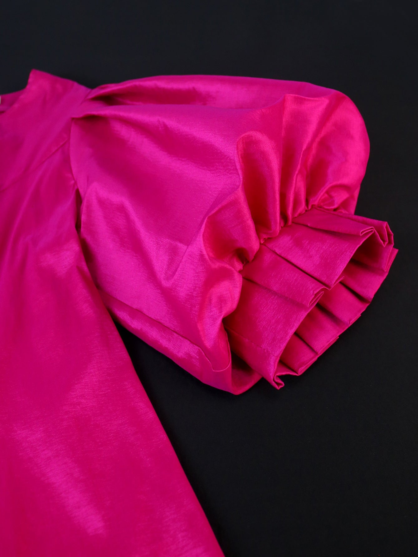 Graceful Satin Lantern Sleeve Top