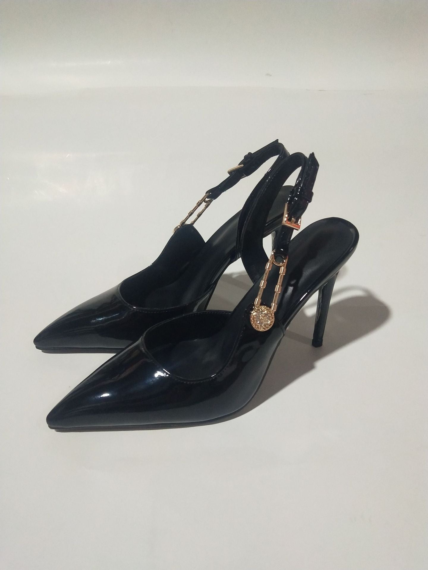Women's Rhinestone Pointed Toe Strap High Heels