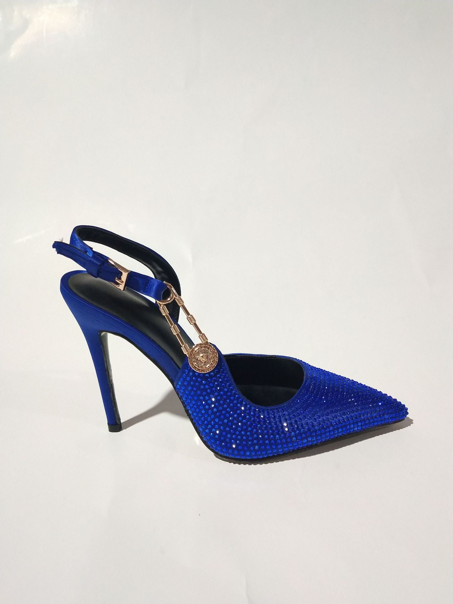 Women's Rhinestone Pointed Toe Strap High Heels