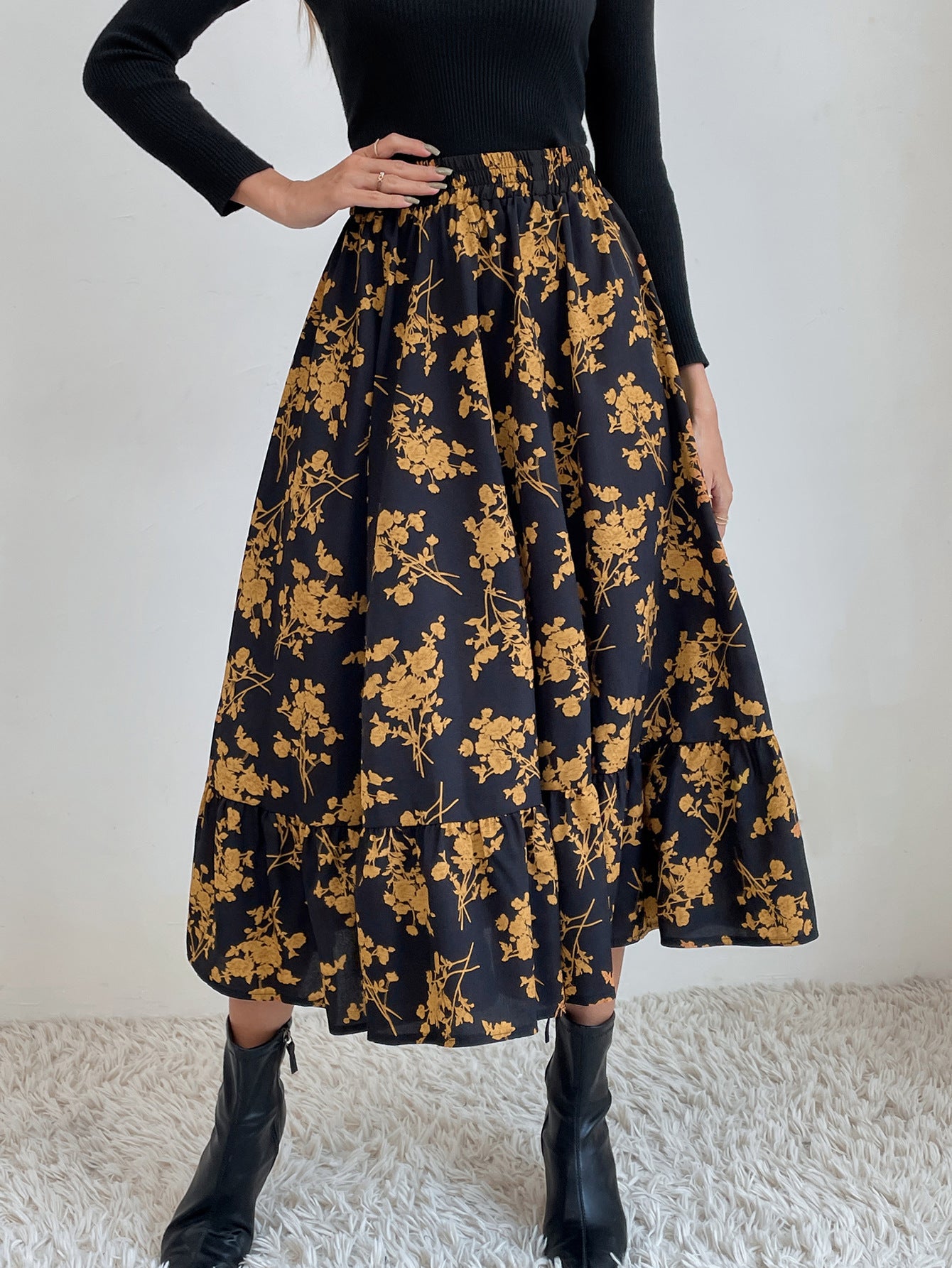 Women's Modest Print Simple Skirt