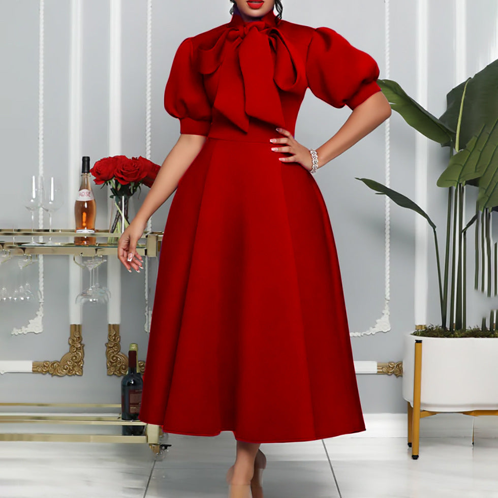 Plus Size Bow Banquet Evening Dress