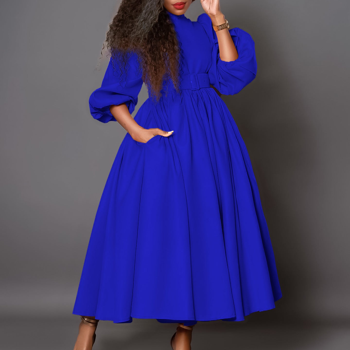 Women's Half Turtleneck 3/4 Sleeve Dress