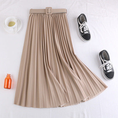 Belted Chiffon Pleated Skirt