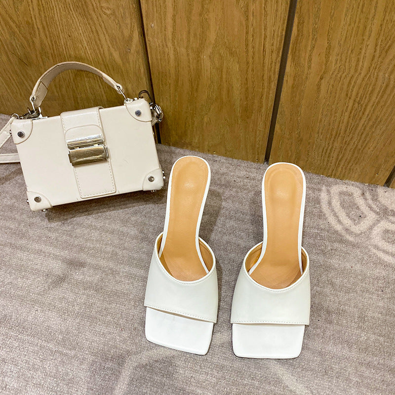 Simple Versatile High-Heeled Slippers