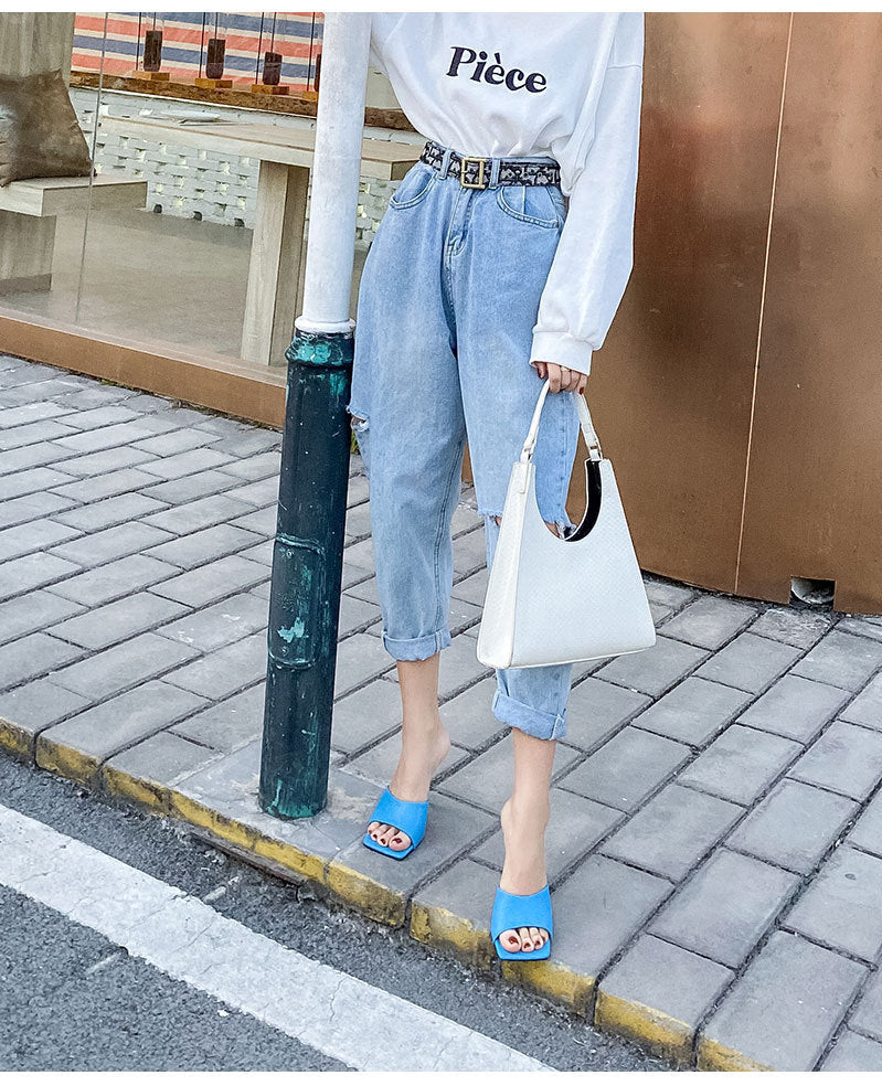 Simple Versatile High-Heeled Slippers