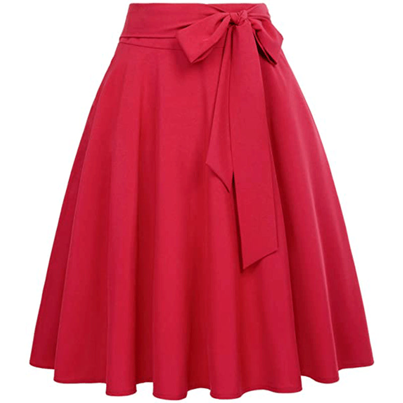 Women's bow waist flair skirt