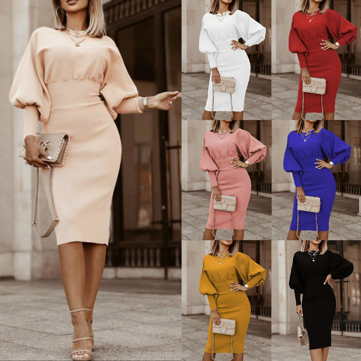 Women's Lantern Sleeve Modest Dress