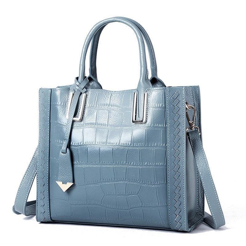 Crocodile Pattern Woven Handbag, Women Leather Handbags