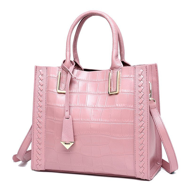 Crocodile Pattern Woven Handbag, Women Leather Handbags