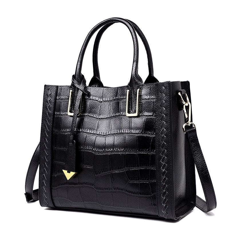 Crocodile Pattern Woven Handbag, Women Leather Handbags