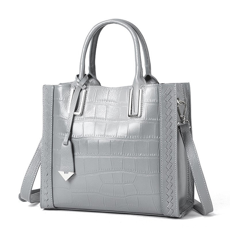 Crocodile Pattern Woven Handbag, Women Leather Handbags