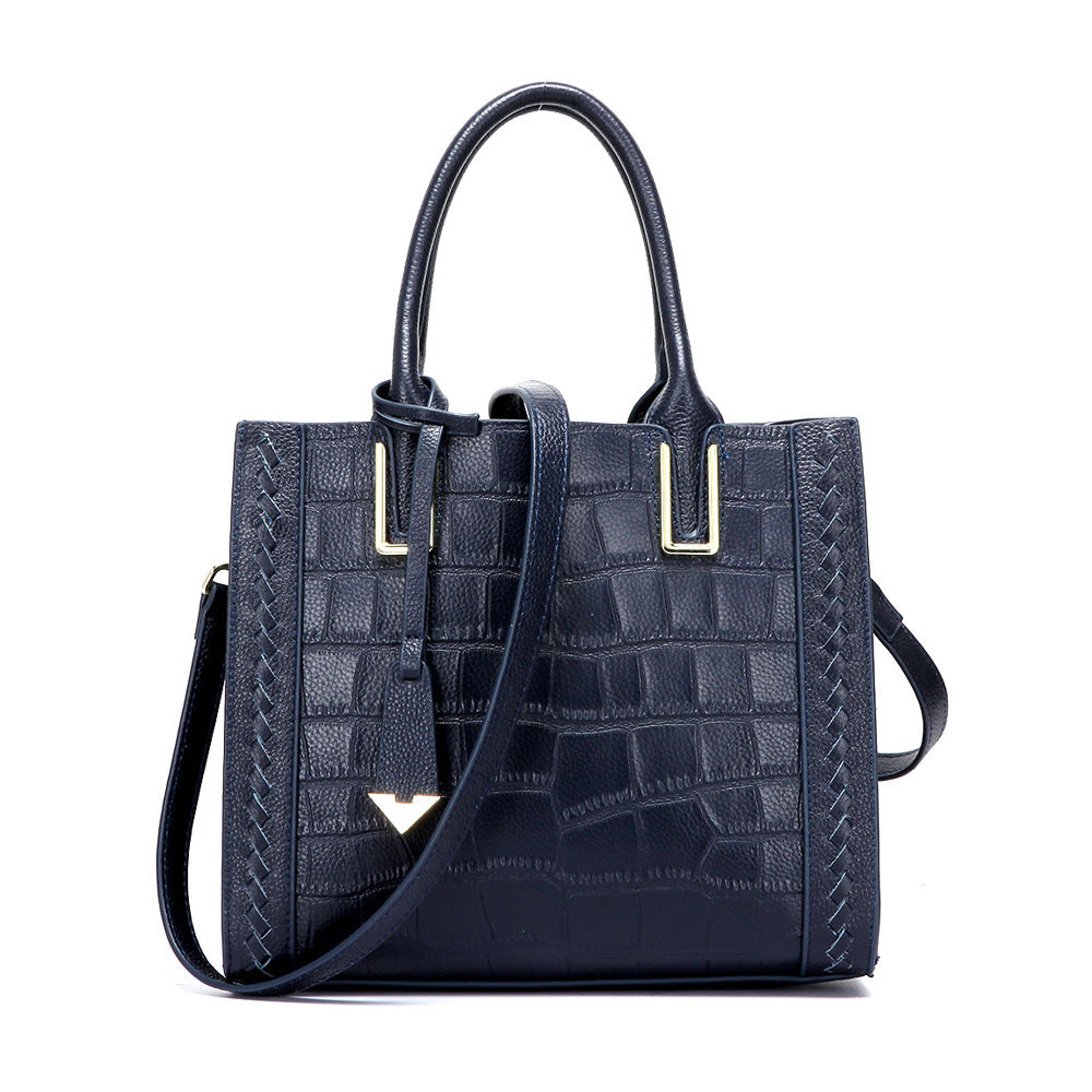 Crocodile Pattern Woven Handbag, Women Leather Handbags