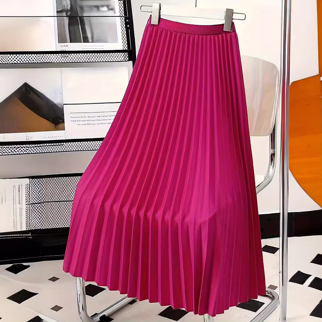 Women's Modest Solid Color Pleated Church Skirt