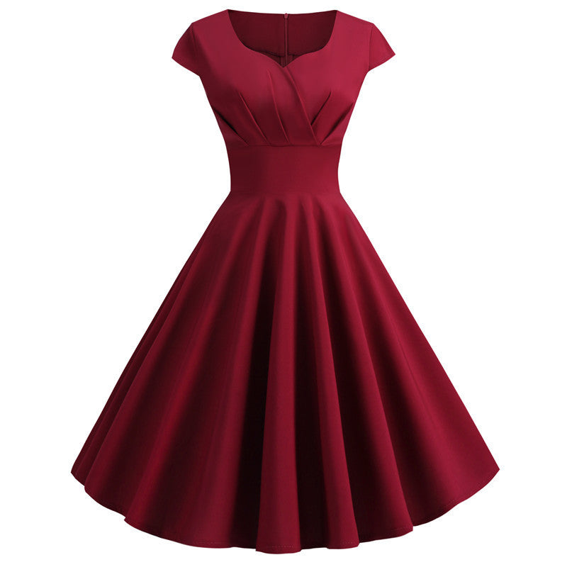 V-Neck Circle Skirt Dress