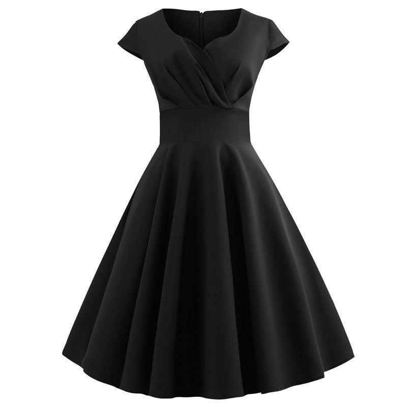 V-Neck Circle Skirt Dress